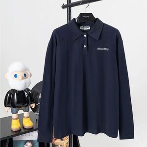 Miu Miu Dark Blue Long Sleeve Polo